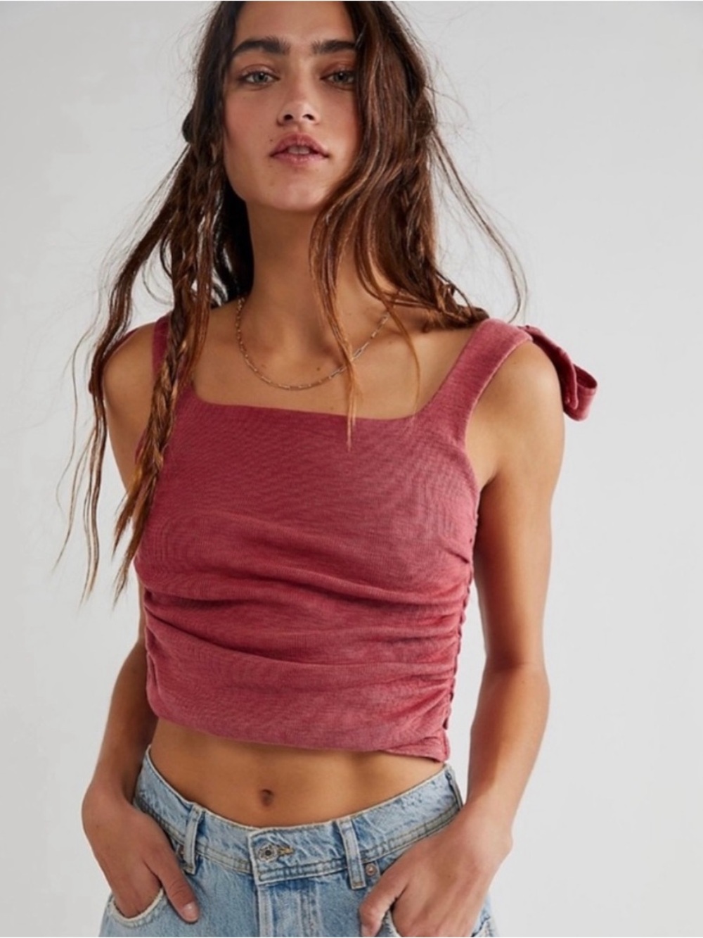 Free People Boulevard Cropped Tank Rio Red Size Large